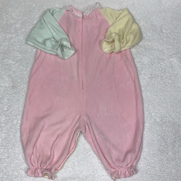 Vintage cradle togs velour pastel clown inspired teddy bear bubble jumpsuit 6/9m - Picture 4 of 6